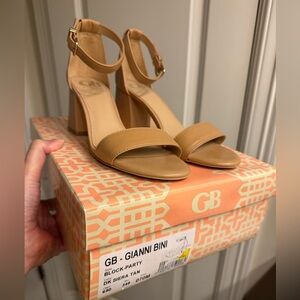 Gianni Bini Tan Ankle Strap Block Heels